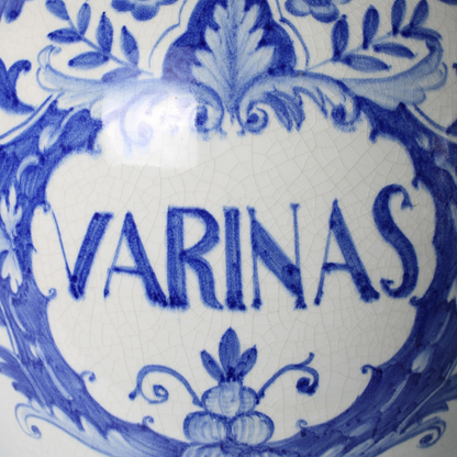 Large Delft Blue Tobacco Jar with Lid | Hand-painted VARINAS inscription |