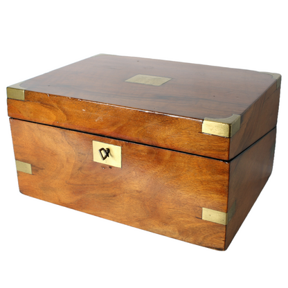 Antique Wooden Writing Box | Brass Details and Inscription | 1899 | Mahogany