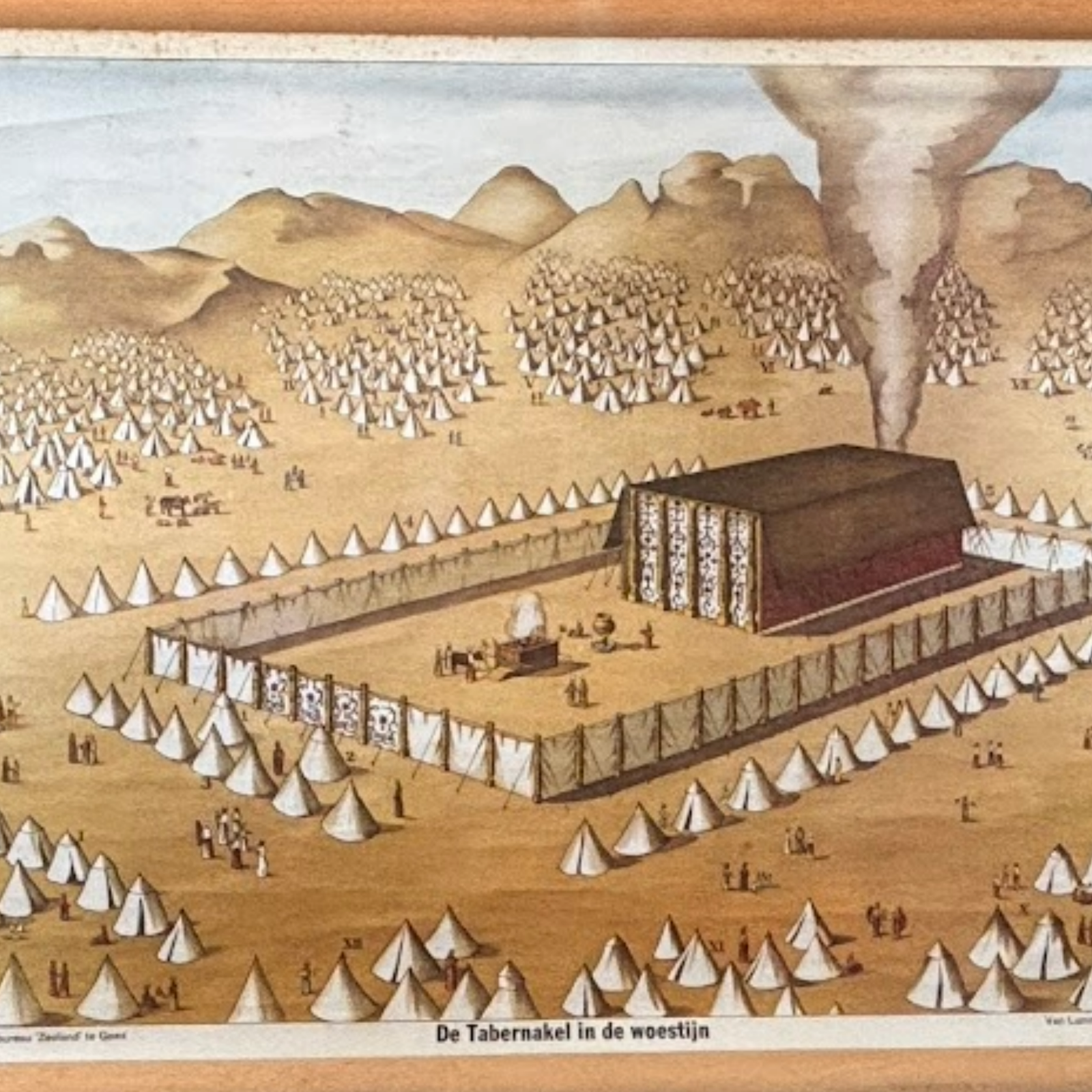 Antique Dutch Bible School Chart “The Tabernacle in the Desert”