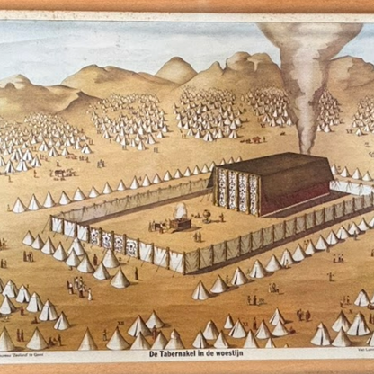 Antique Dutch Bible School Chart “The Tabernacle in the Desert”