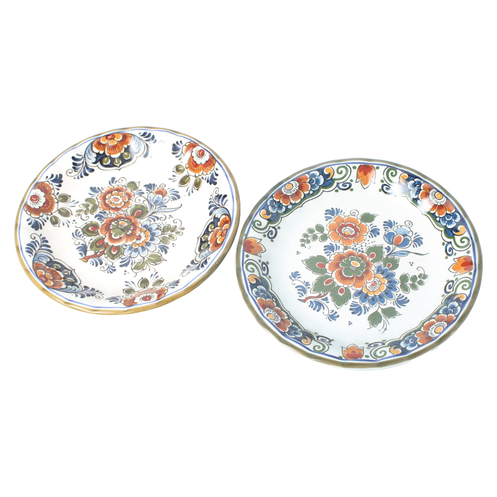 Traditional 11-Piece Hand-Painted Polychrome Delft Pottery Set - Vases, Plates,