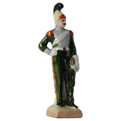 Hand-Painted Porcelain Figurine of Napoleonic Officer, 1920-1940, Kister Scheibe
