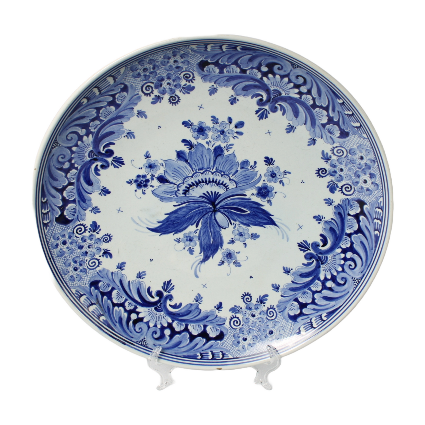 Large Delft Blue Plate – Hand-Painted, 34 cm Diameter – Authentic Dutch