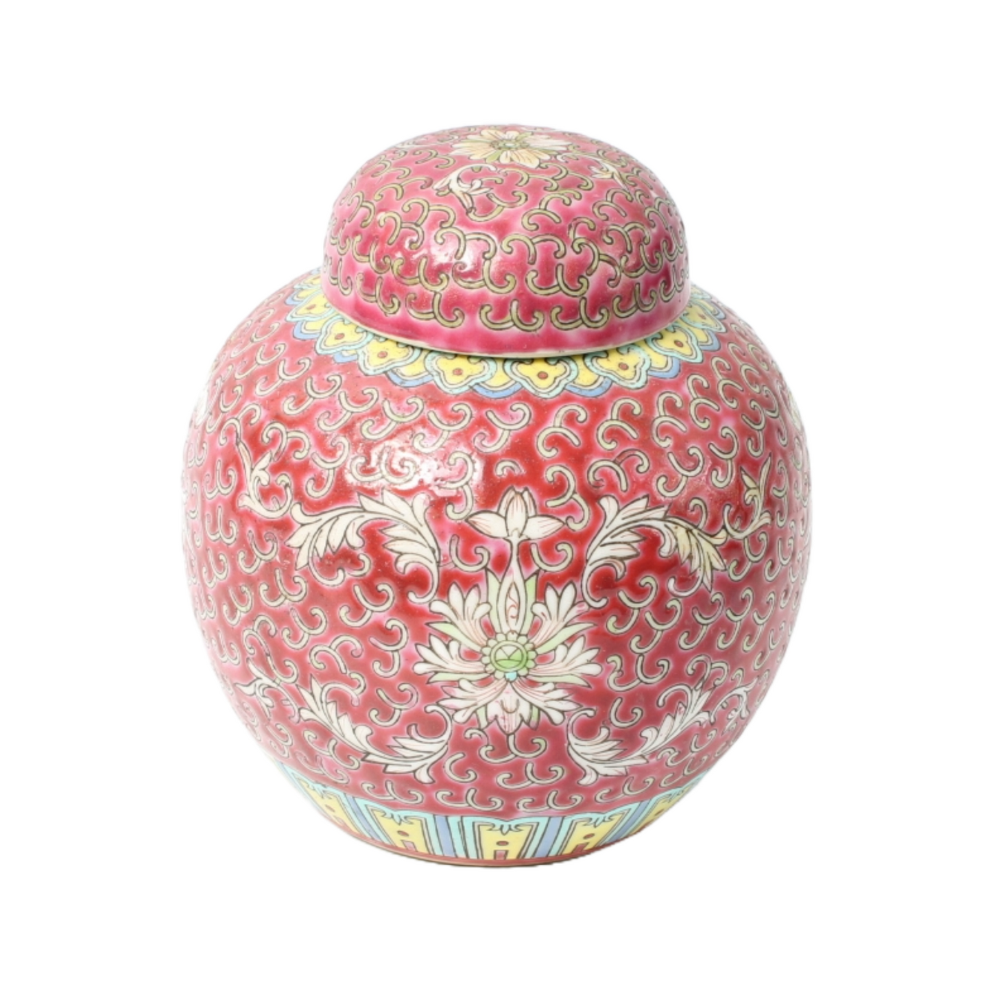 Vintage Chinese Ginger Jar - Hand-Painted Porcelain - 20th Century - 15 cm Tall