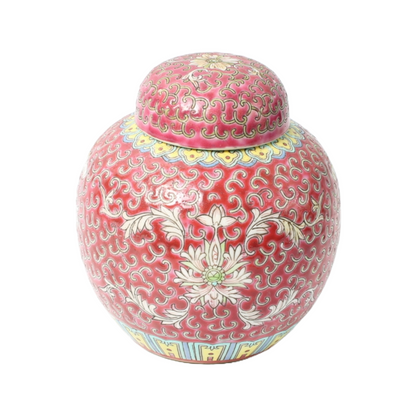 Vintage Chinese Ginger Jar - Hand-Painted Porcelain - 20th Century - 15 cm Tall