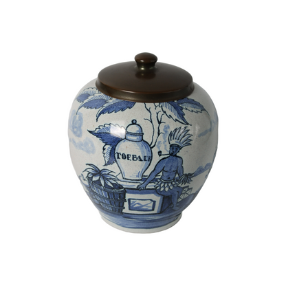 Rare Zenith Gouda Tobacco Jar | Hand-painted ceramic with colonial motif |