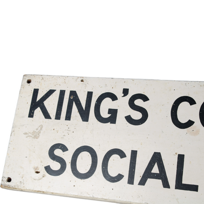 Vintage Wooden Sign King’s College Social Club | Original British School Sign