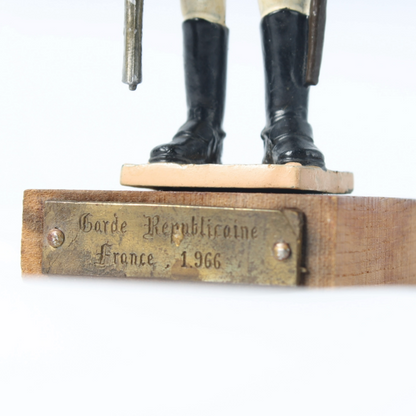 Vintage French Garde Républicaine Soldier Figurine on Wooden Base, 1966,