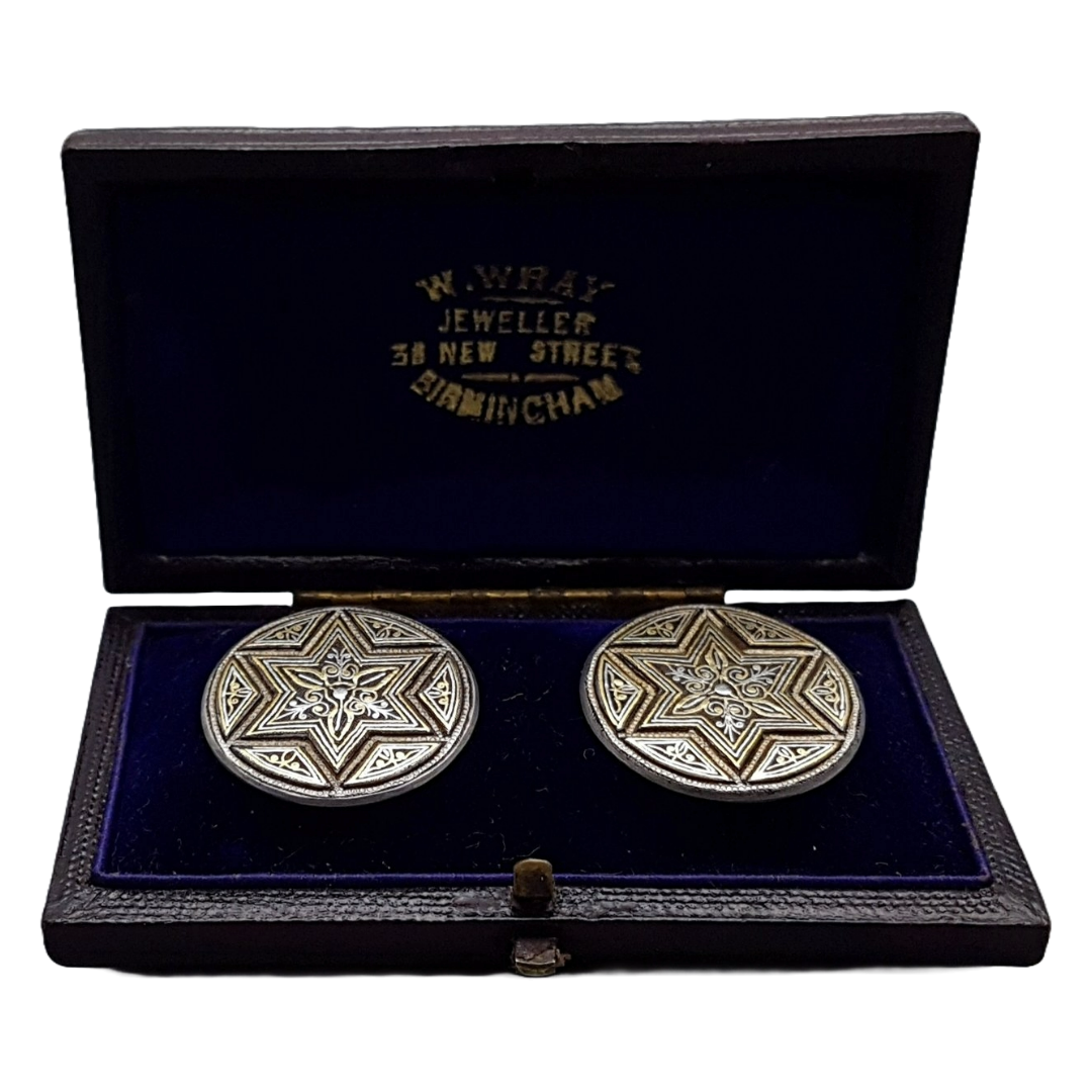 Rare Art Deco Cufflinks ca. 1925 in Original Box by W. Wray Birmingham