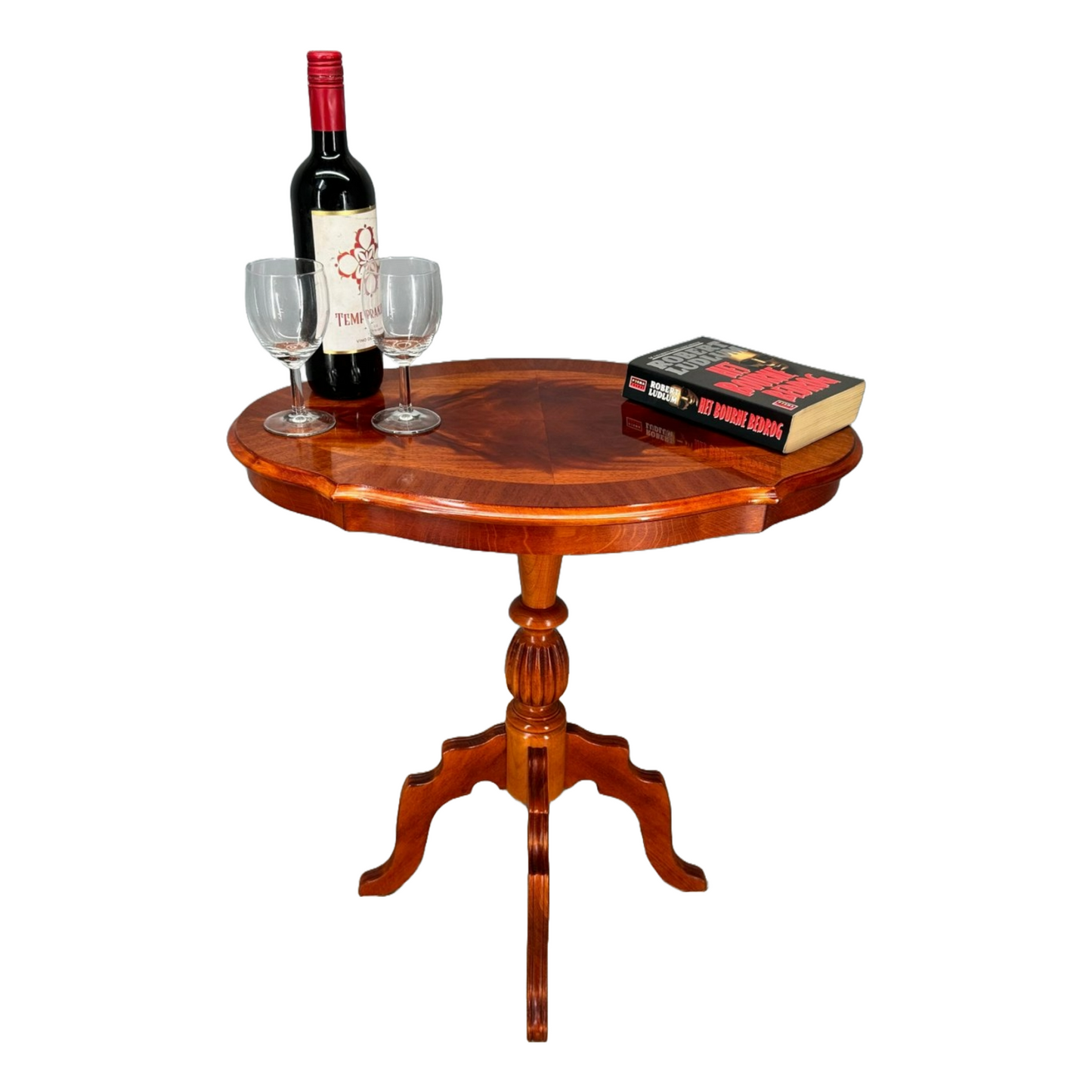 Vintage French Wine or Side Table, Handcrafted, 1950s, Elegant Wood Grain Patter