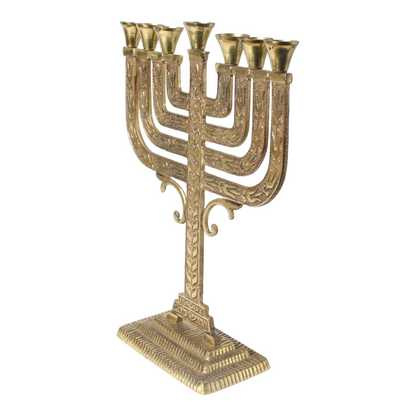 Vintage Handmade Judaica Menorah from Israel, 28 cm Brass, Iconic Jewish Symbol