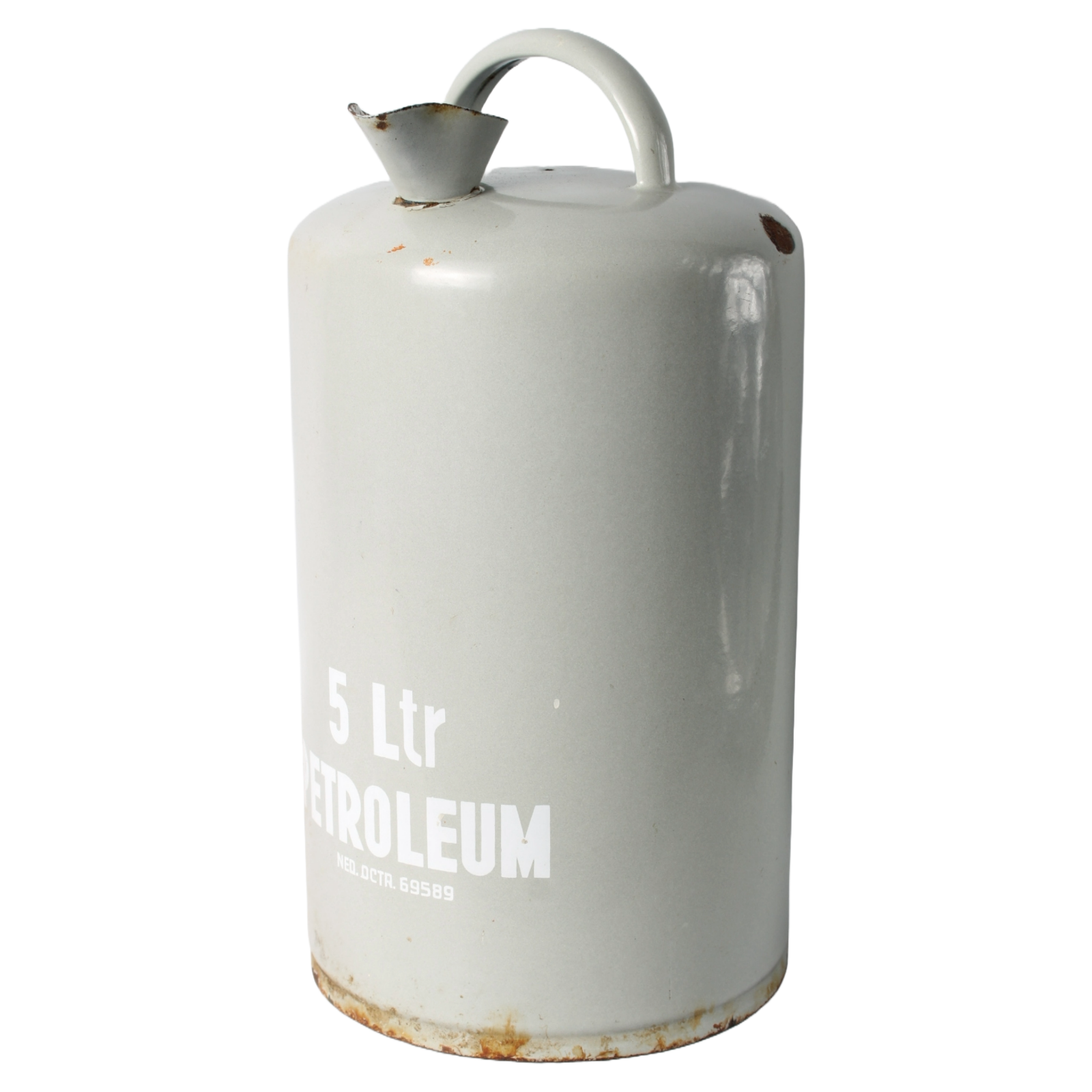 Antique Enamelled 5-Litre Petroleum Can, Industrial Decor, 20th Century