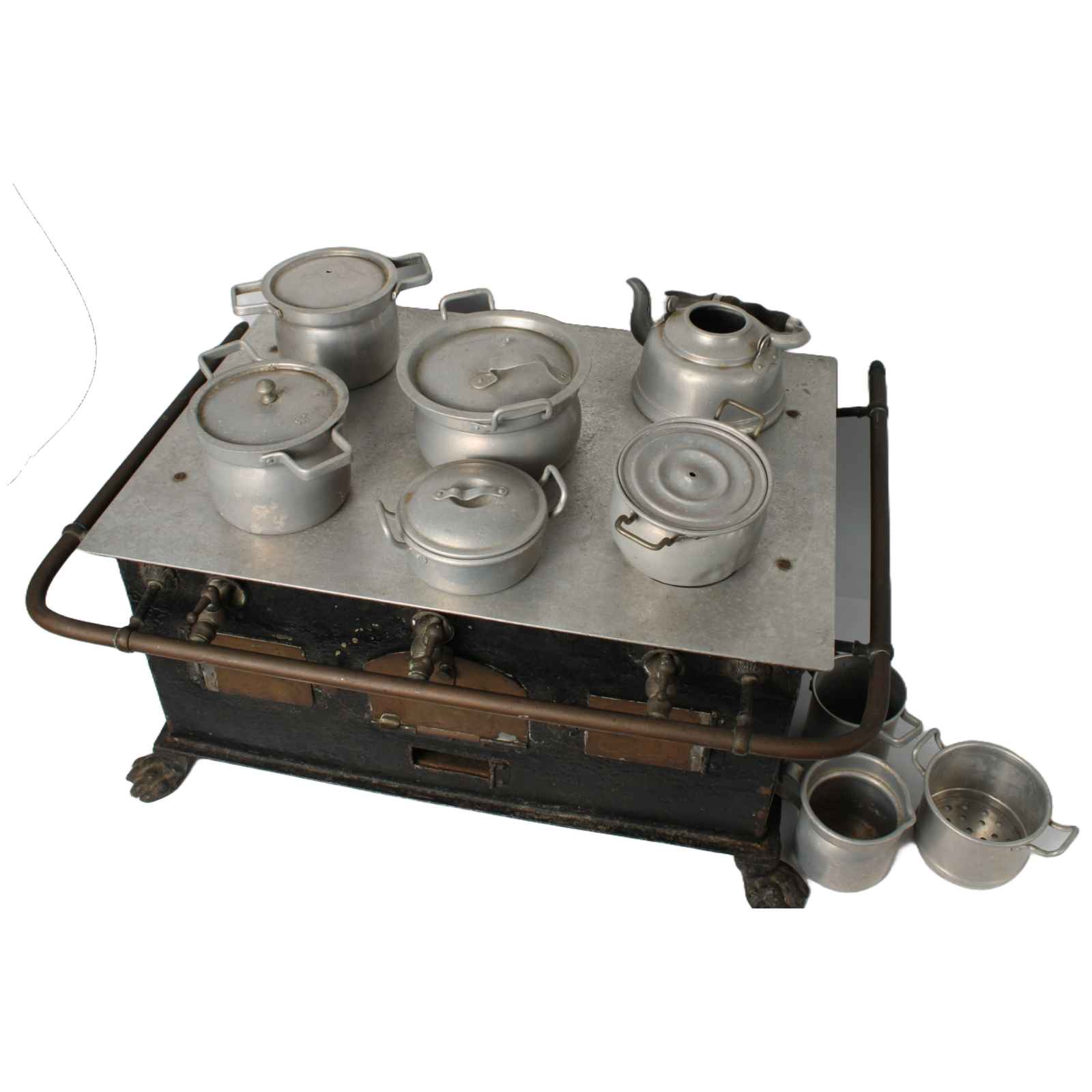 Rare Antique Toy Stove with Claw Feet and Pans ca. 1900–1925 | 22 cm / 8.66 inch