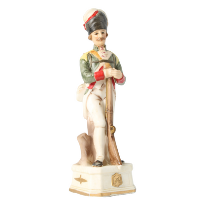 Antique Hand-Painted Porcelain Soldier Figurine, 1880-1900, European Collectible