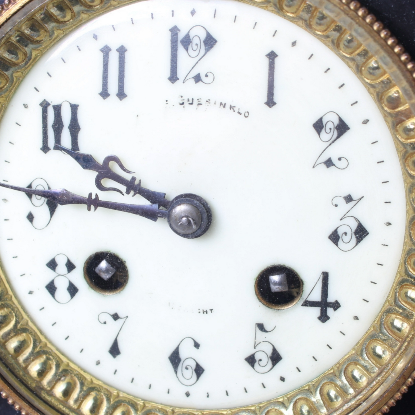 Exclusive Antique Mantel Clock Set with Candelabras by "Gussinklo Utrecht"