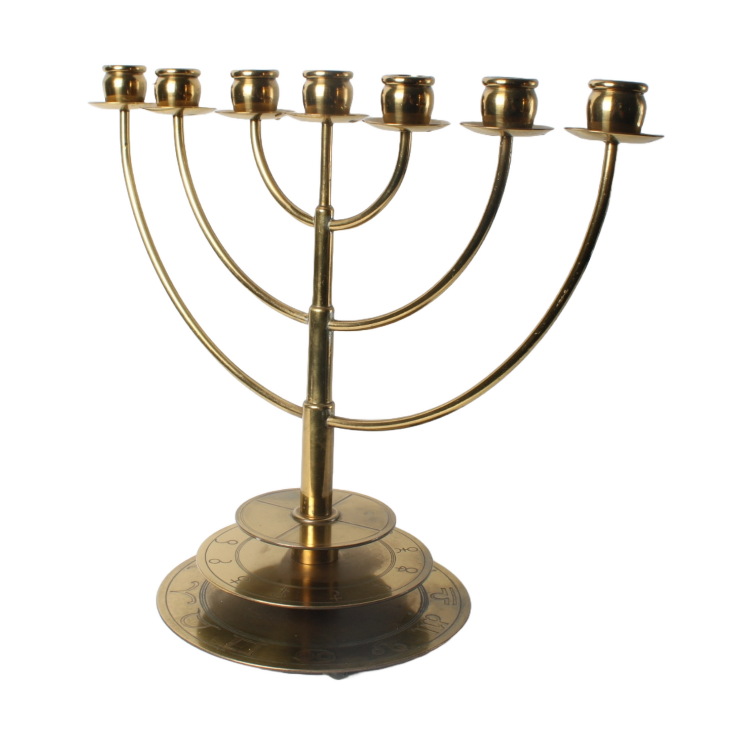 Astrological Menorah, Brass, 20th Century, Decorative and Symbolic