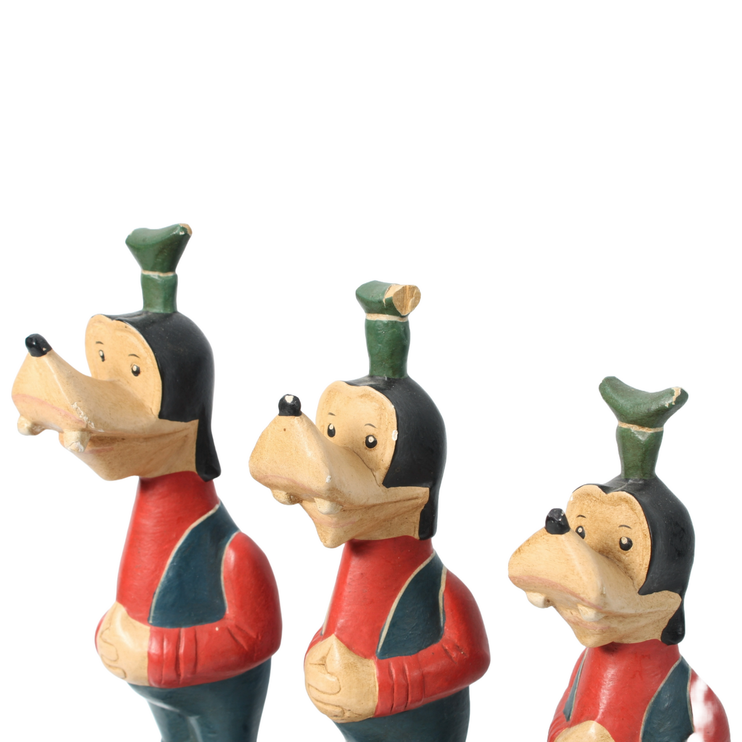 Set of Three Wooden Goofy Figurines – Walt Disney Collectibles – 25.5 cm Tall