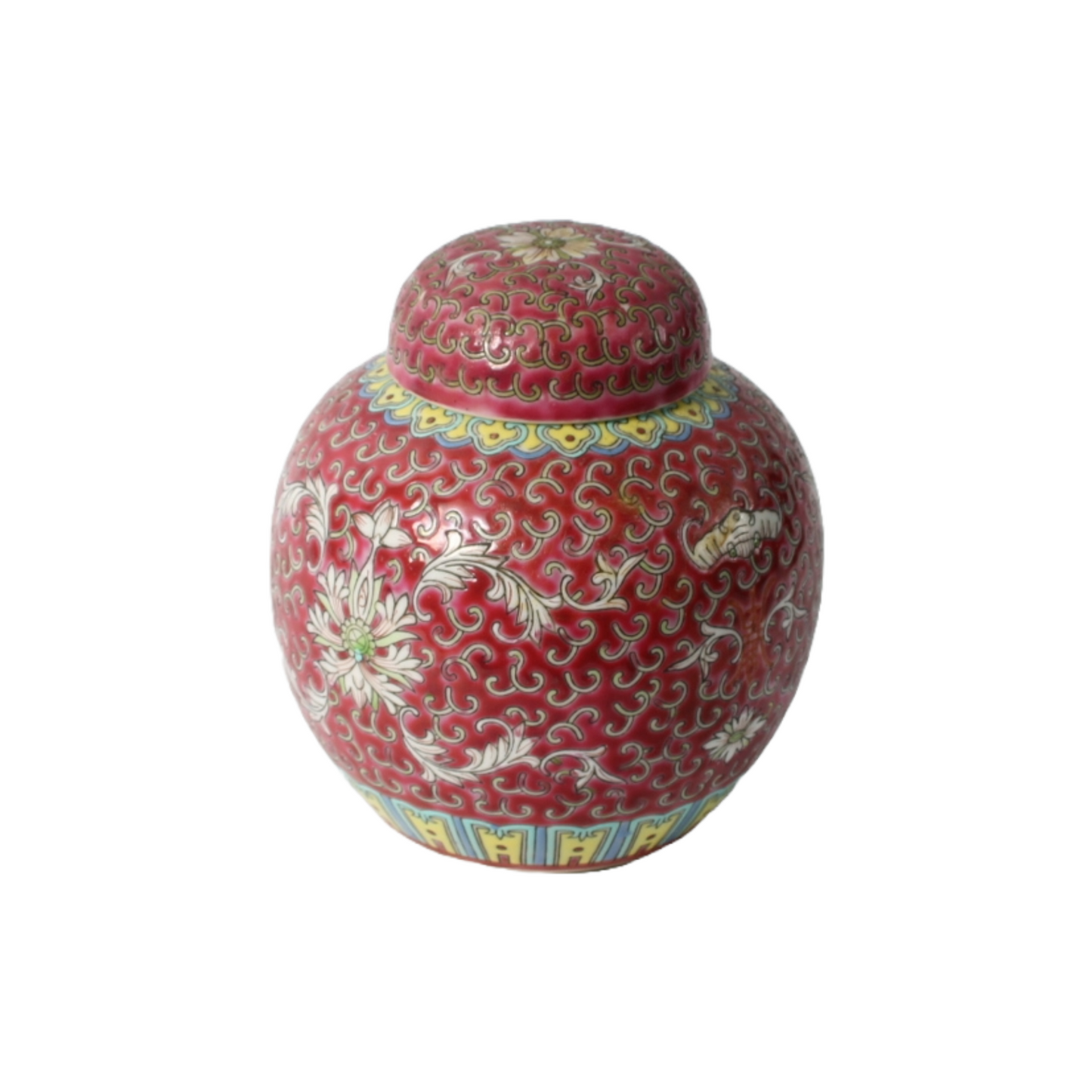 Vintage Chinese Ginger Jar - Hand-Painted Porcelain - 20th Century - 15 cm Tall
