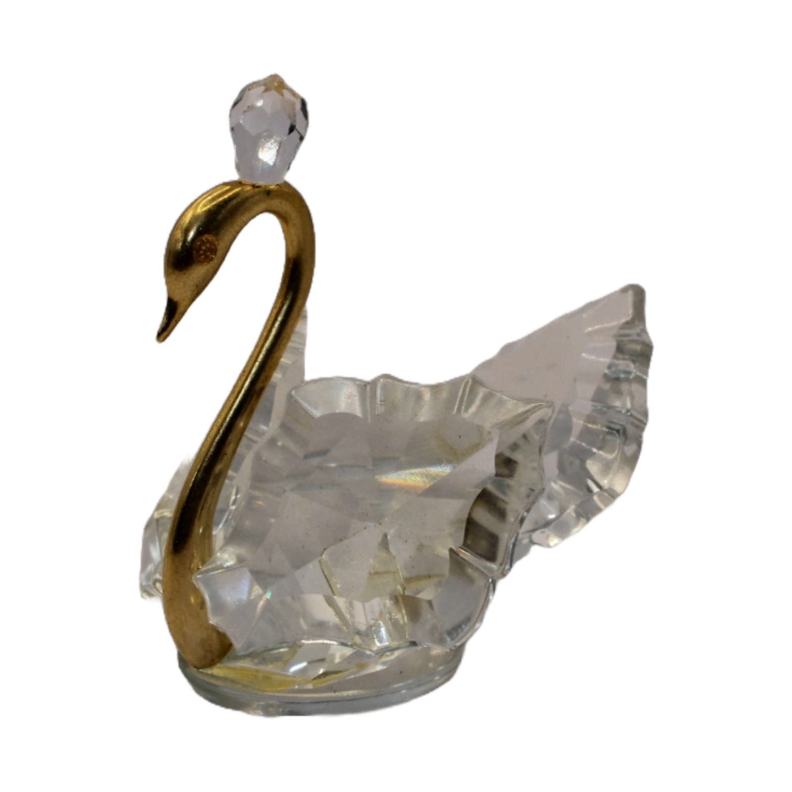 Exquisite Crystal Swan with Brass Mesh and Head - 6 cm Tall - Delicate Collector
