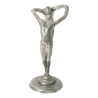 Abstract Pewter Sculpture – Stylized Two-Figure Artwork, Circular Design