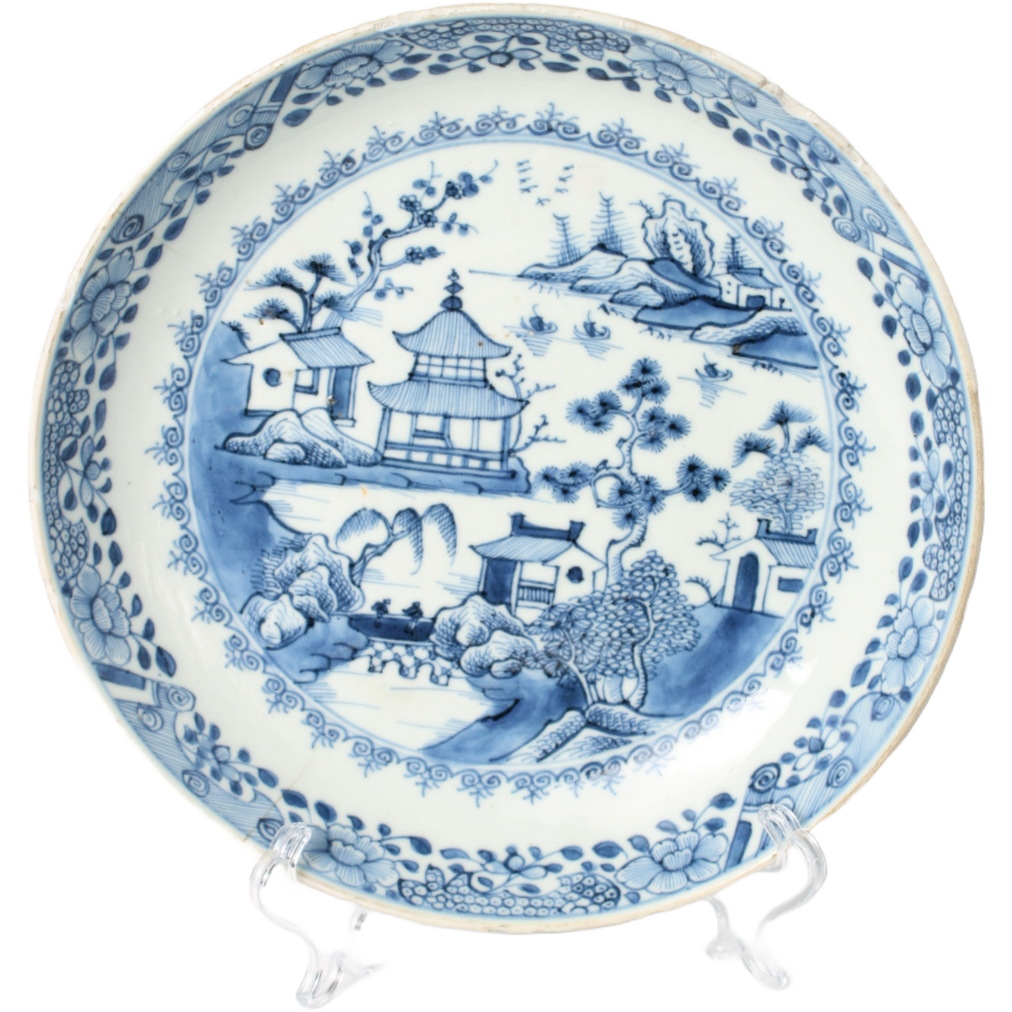 Rare Pair of Kangxi Blue and White Dishes (ca. 1700–1730) Qing Dynasty