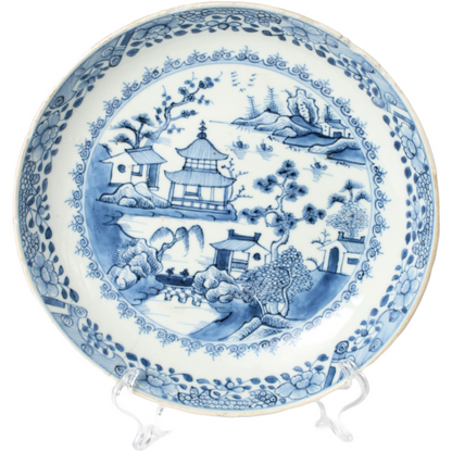 Rare Pair of Kangxi Blue and White Dishes (ca. 1700–1730) Qing Dynasty