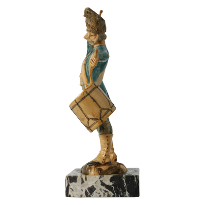 Hand-Painted Italian Soldier Figurine on Genuine Carrara Marble Base