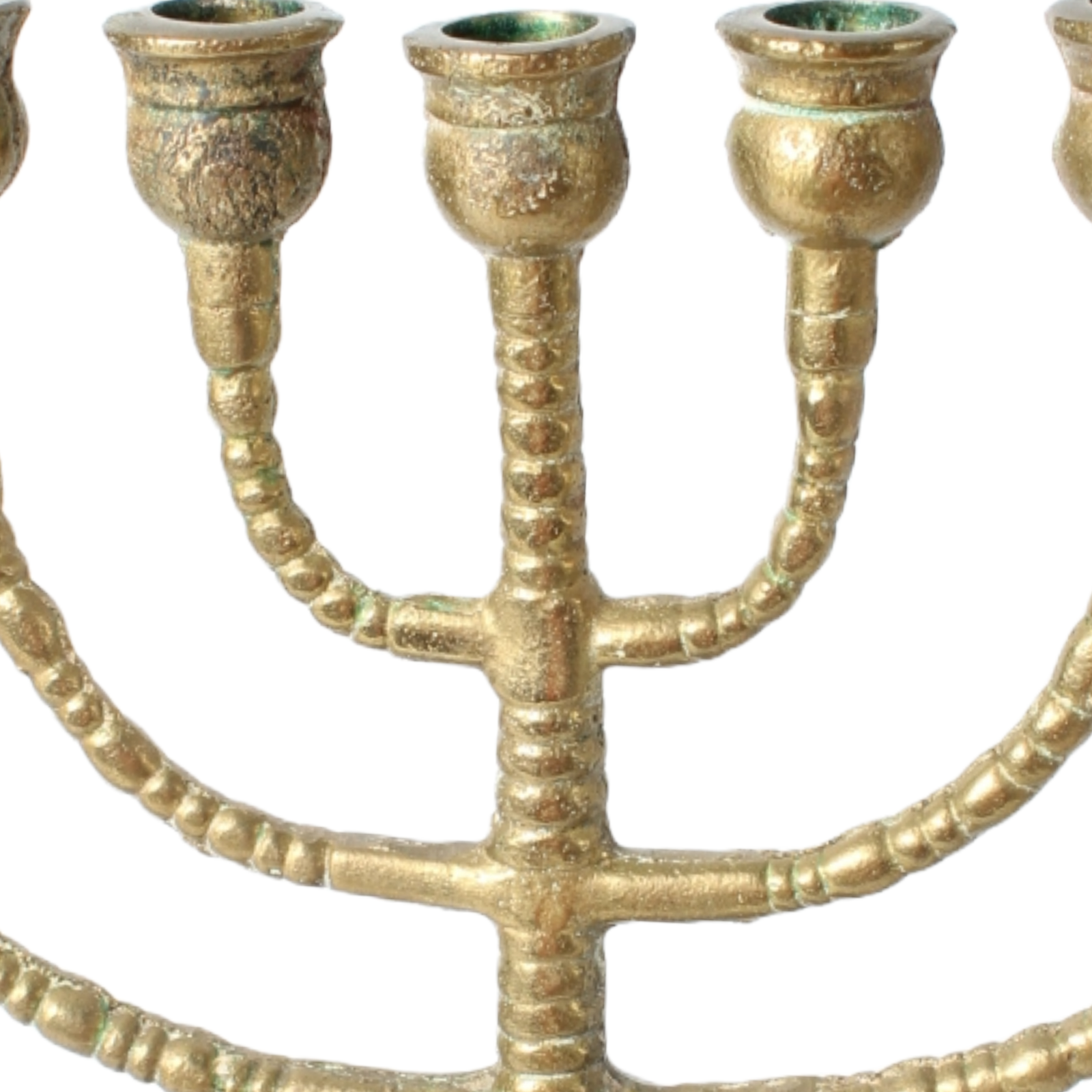 Antique brass menorah candelabrum | Jewish seven-branched candlestick |
