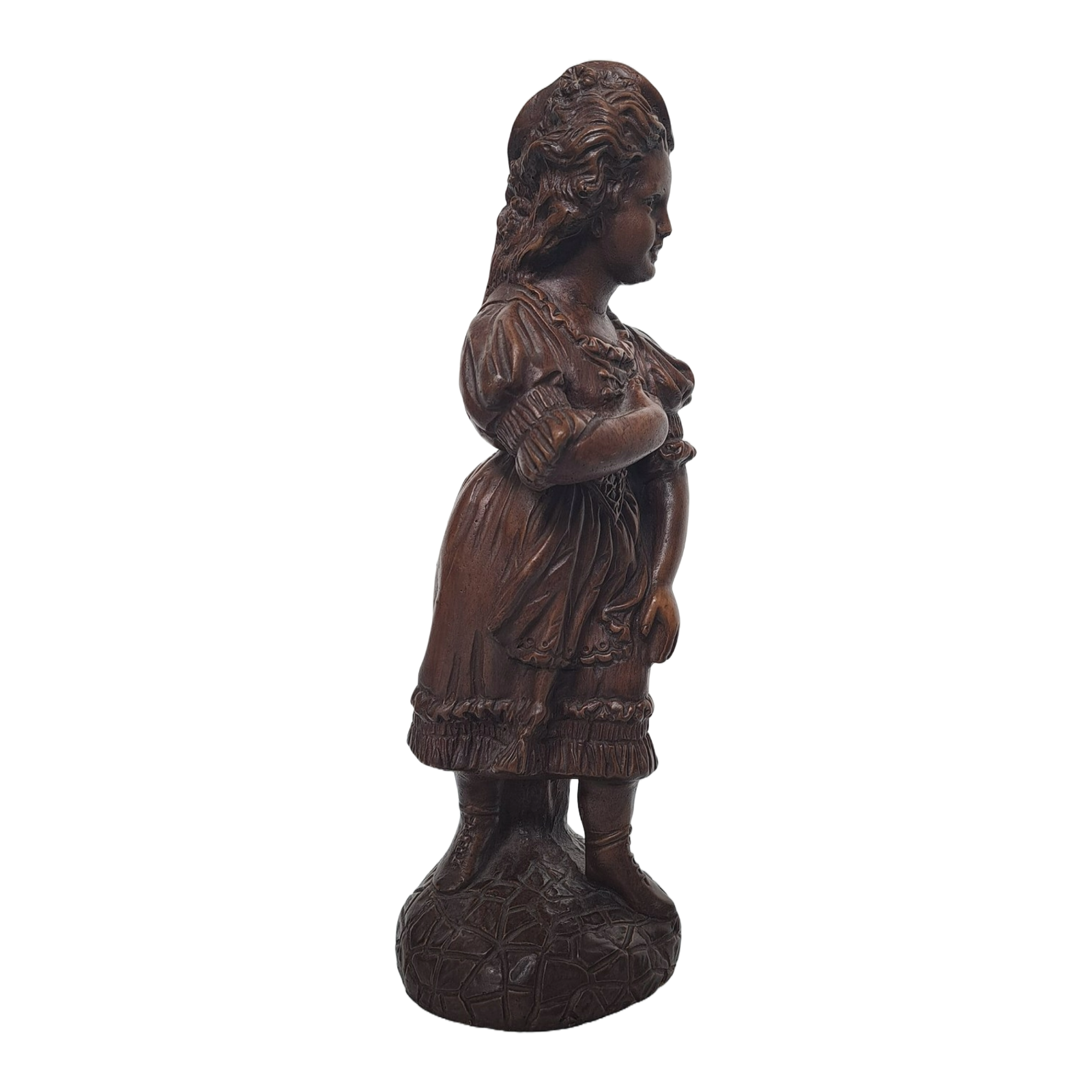 Decorative Statue of a Victorian-Dressed Girl - Signed - 28 cm Tall