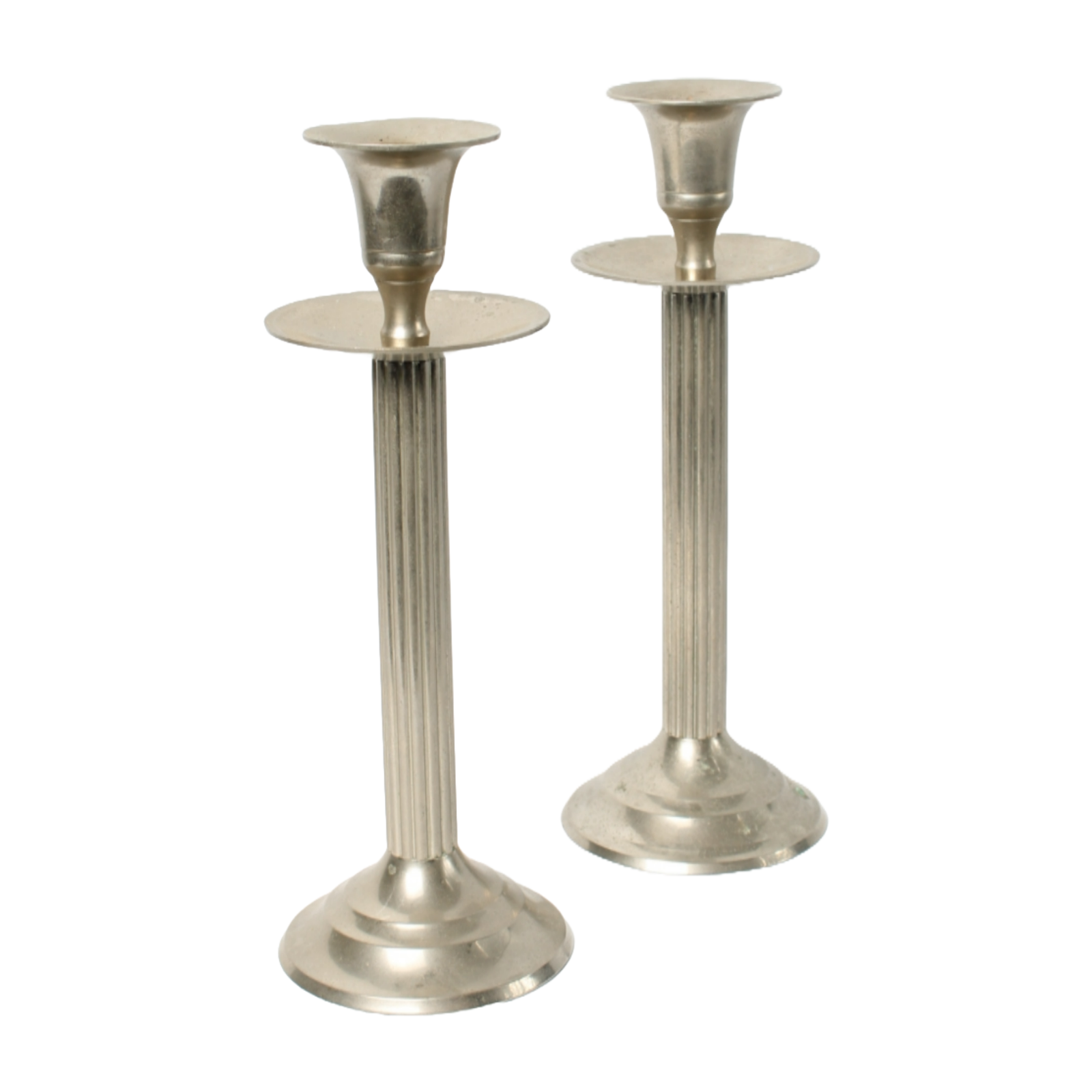 Elegant Pair of Silver-Colored Candle Holders - Classic Design - Timeless