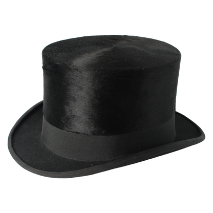 Antique Moleskin Top Hat with Original Storage Case & Detachable Cuffs
