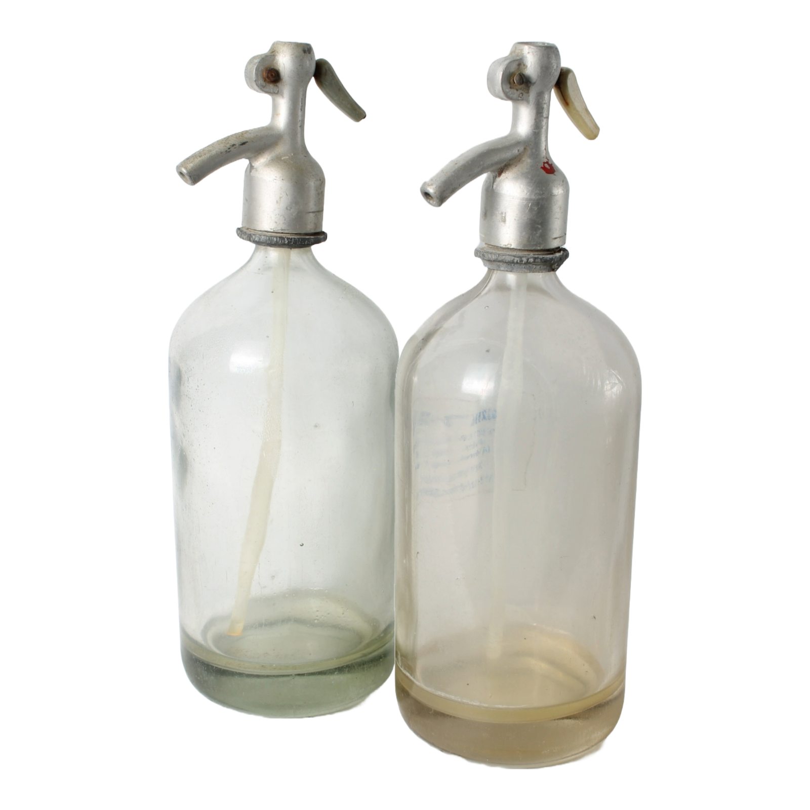 Set Antique Glass Soda/Siphon Bottles - Set of 2, Hungarian Szikvíz Bottles