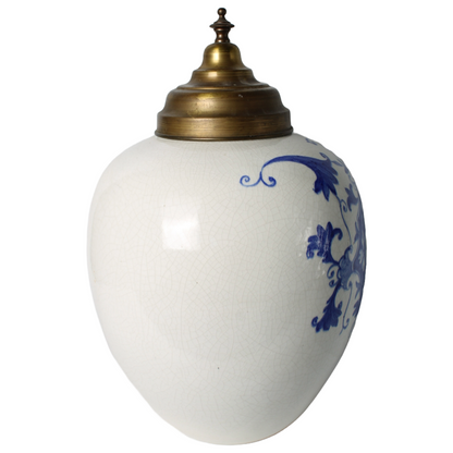 Large Delft Blue Tobacco Jar with Lid | Hand-painted VARINAS inscription |