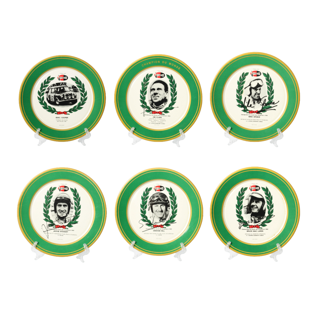Set of Six 1965 Motorsport World Champion Commemorative Plates - IFA Metal