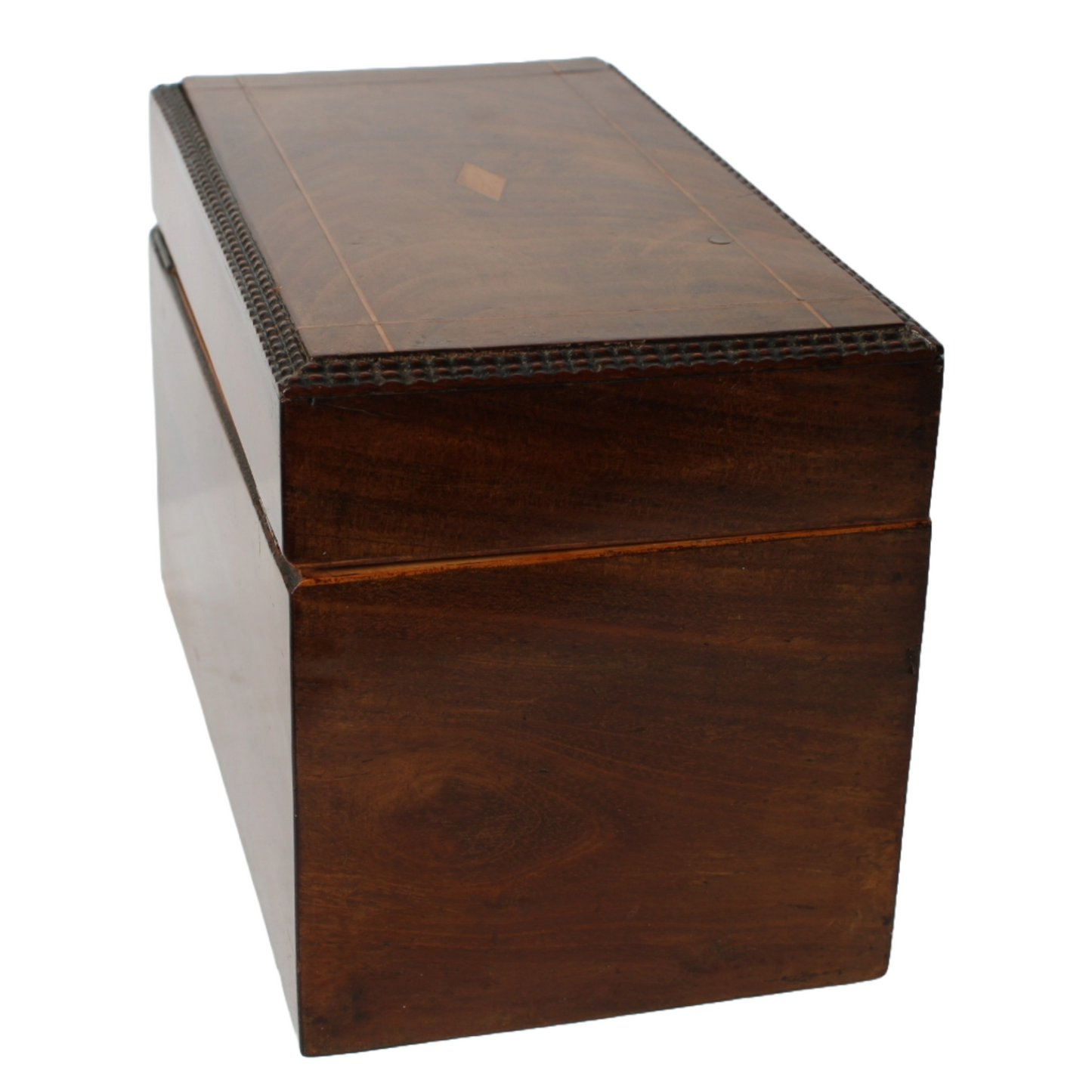 Antique Wooden Tobacco or Tea Caddy with Luxurious Details and Mirror, ca. 1830