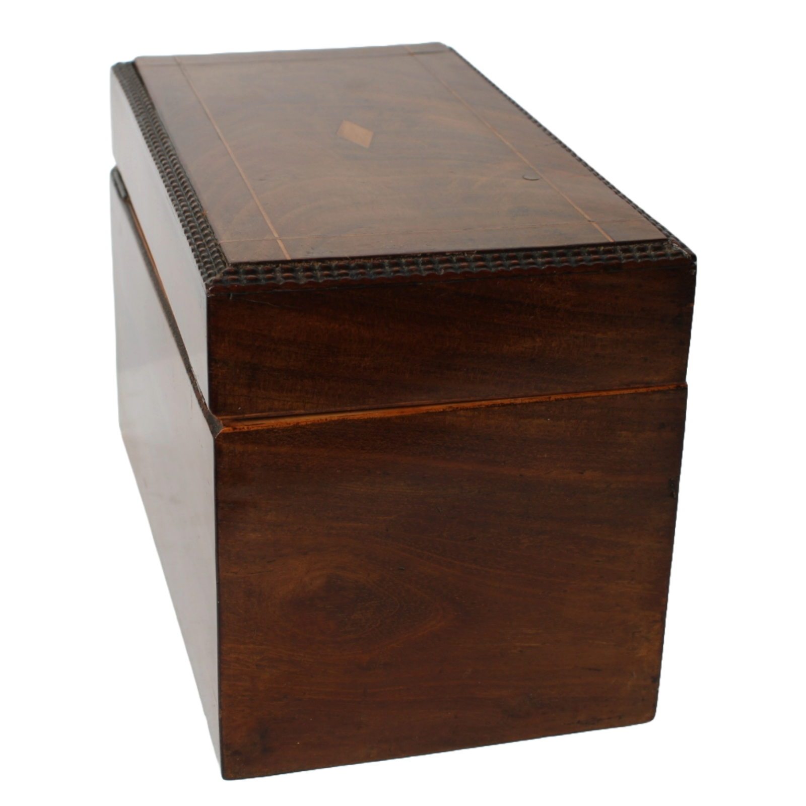 Antique Wooden Tobacco or Tea Caddy with Luxurious Details and Mirror, ca. 1830