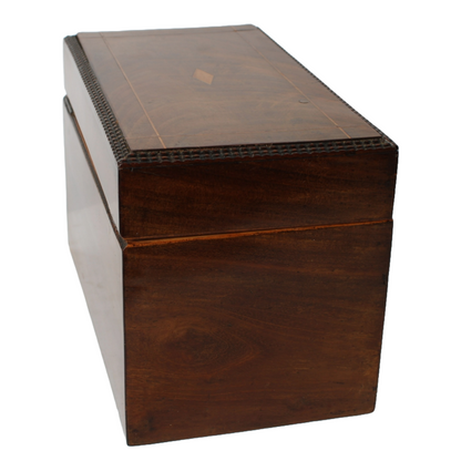 Antique Wooden Tobacco or Tea Caddy with Luxurious Details and Mirror, ca. 1830