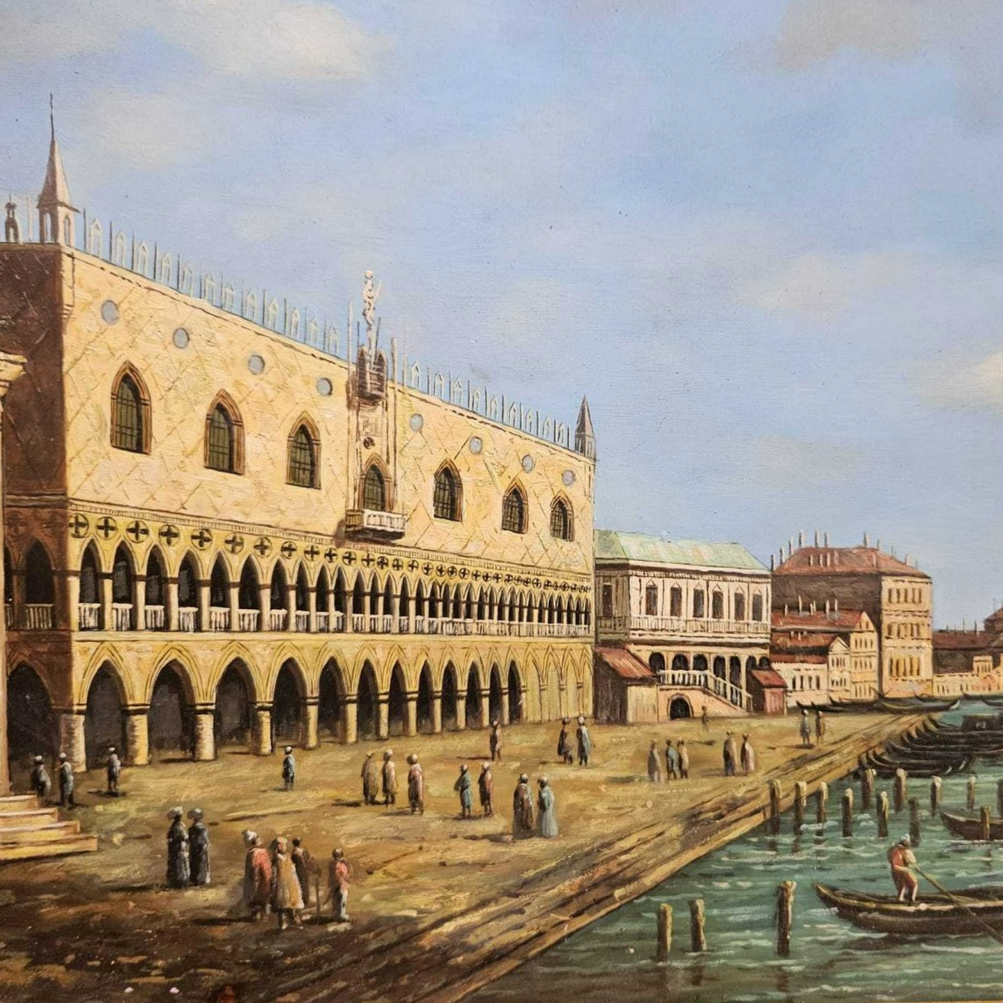 Hand-Painted Oil on Panel Painting of Venice Canal Grande by Aldo Marini, 1960s,