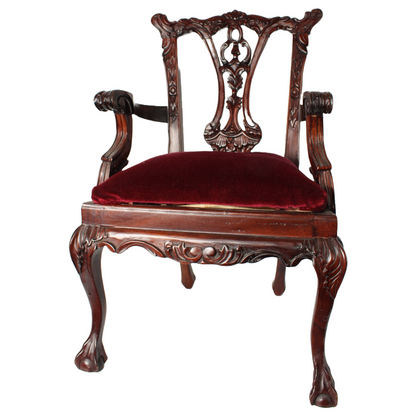 Unique vintage doll in velvet miniature Chippendale chair | Large scale |