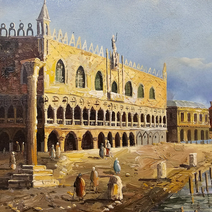 Original 20th-Century Oil Painting “View of Venice” by A. Ponti