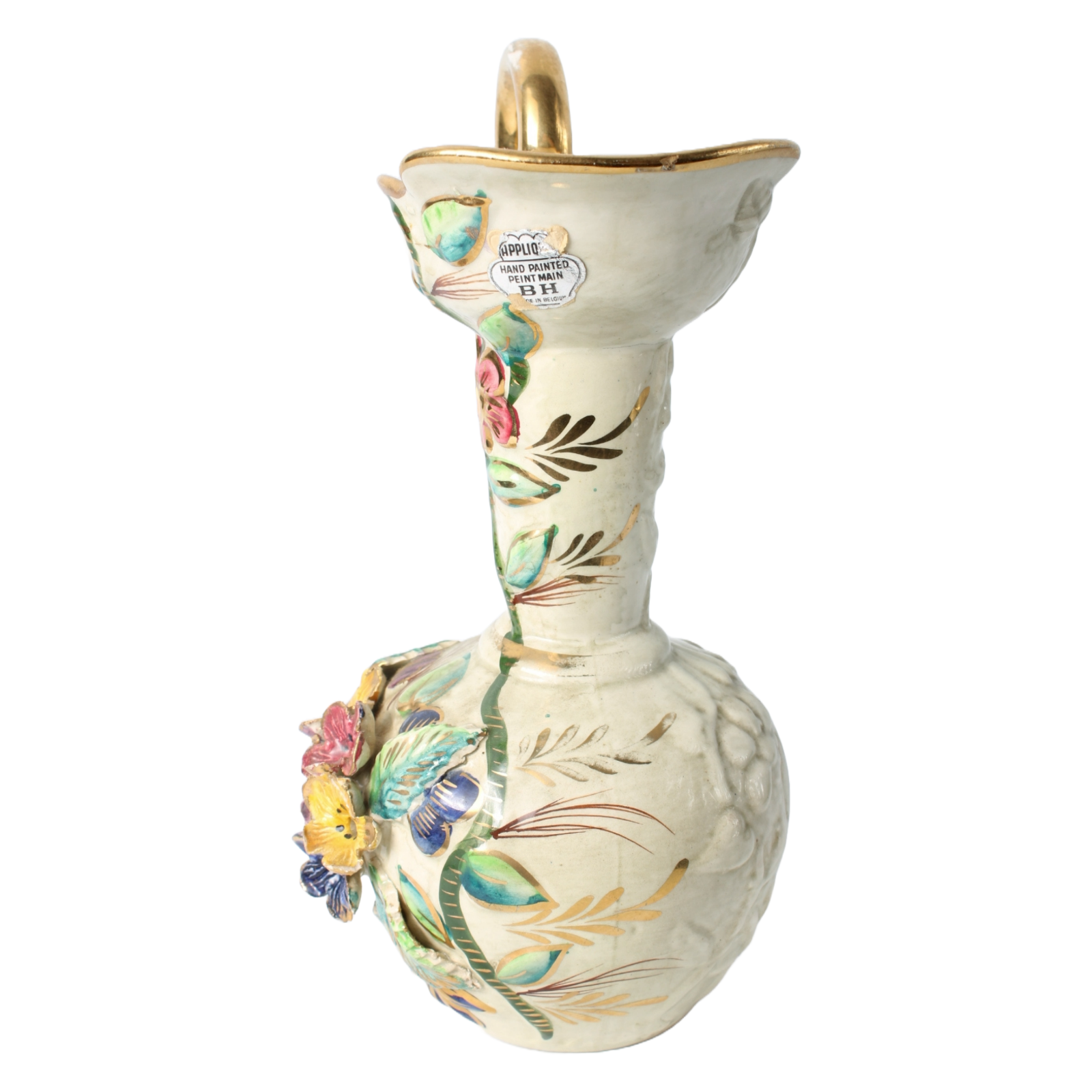 Hand-Painted Belgian Decorative Pitcher – Hubert Bequet Ceramic Art