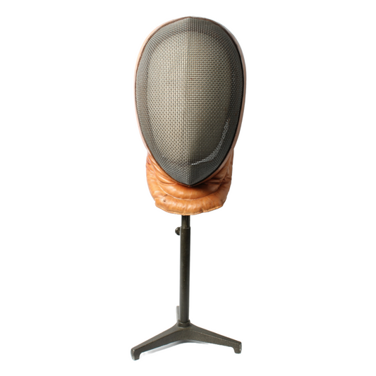 Vintage 1920s French Fencing Mask and Mannequin Head on Adjustable Stand