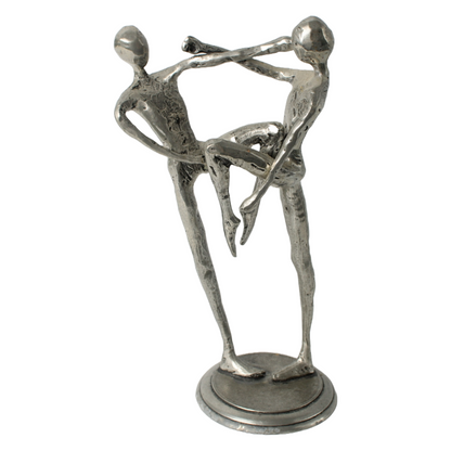 Abstract Pewter Sculpture – Two Dancing Figures, Dynamic Design
