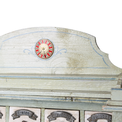 Antique Wooden Toy Grocery Store ca. 1900 with Original Drawers, Tins and Labels