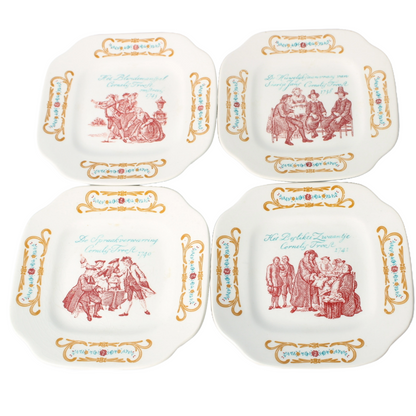 Set of Four Decorative Cornelis Troost Wall Plates, Boch Frères, Belgium