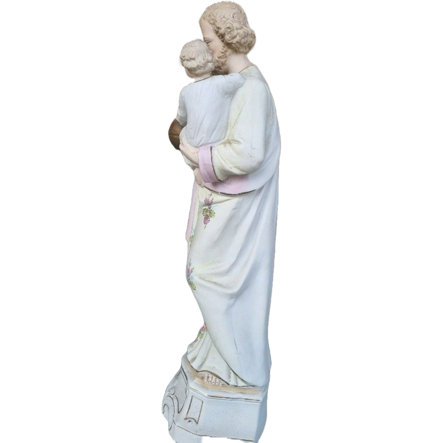 Joseph Statue with Child - 42 cm - Biscuit Porcelain
