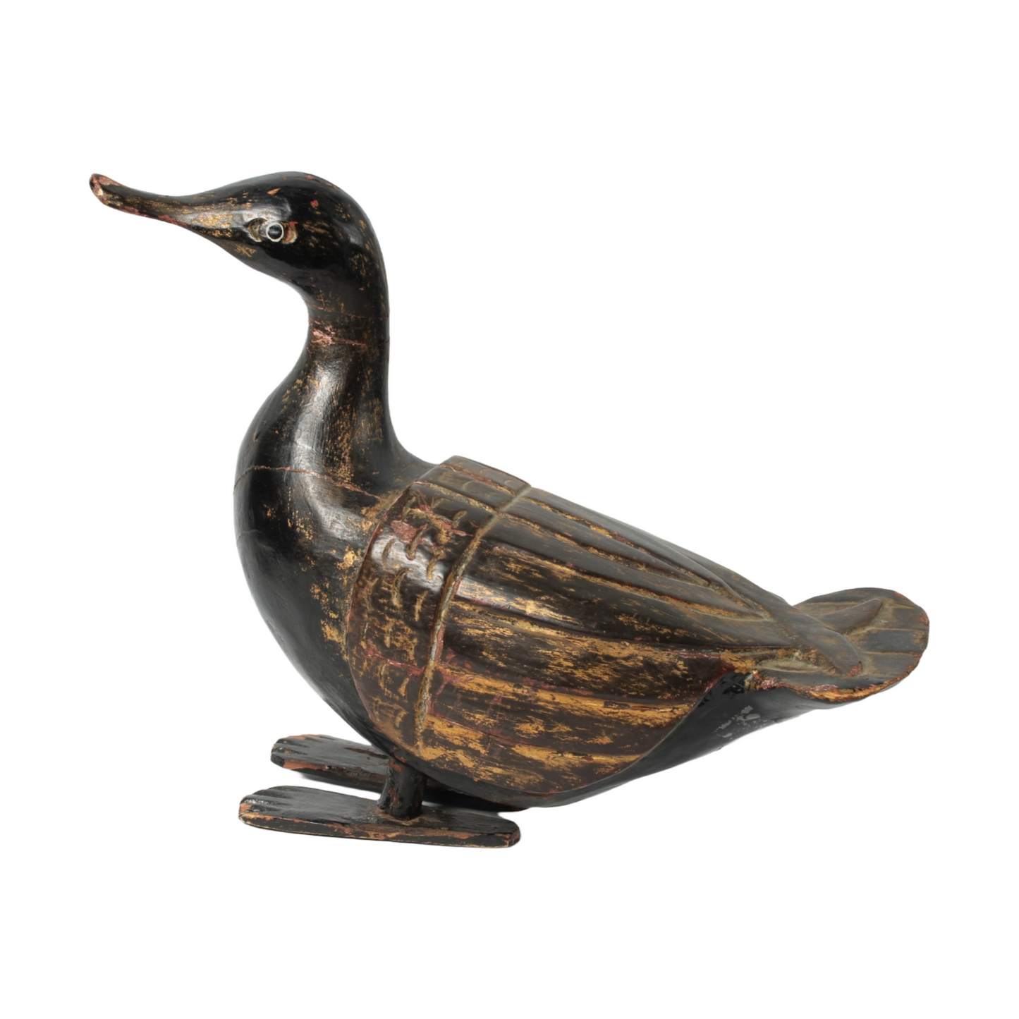 Handmade Wooden Mandarin Duck Sculpture - Traditional Chinese Folk Art