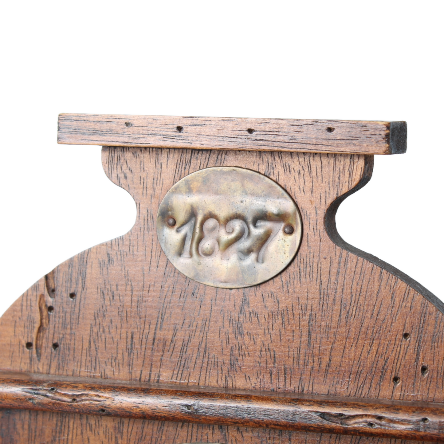 Antique Wooden Mechanical Alarm Clock with Double Bell, Drawer and Pendulum