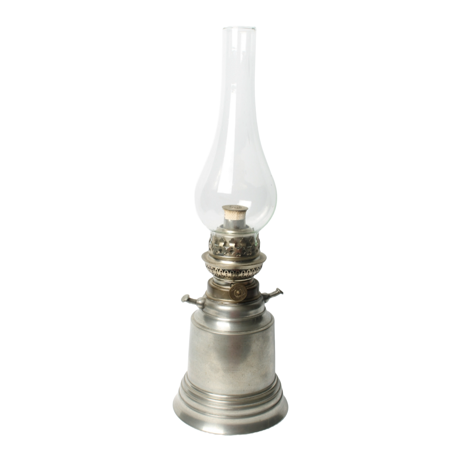 Vintage Tin Oil Lamp with Glass Chimney by De Boutsport, Circa 1974