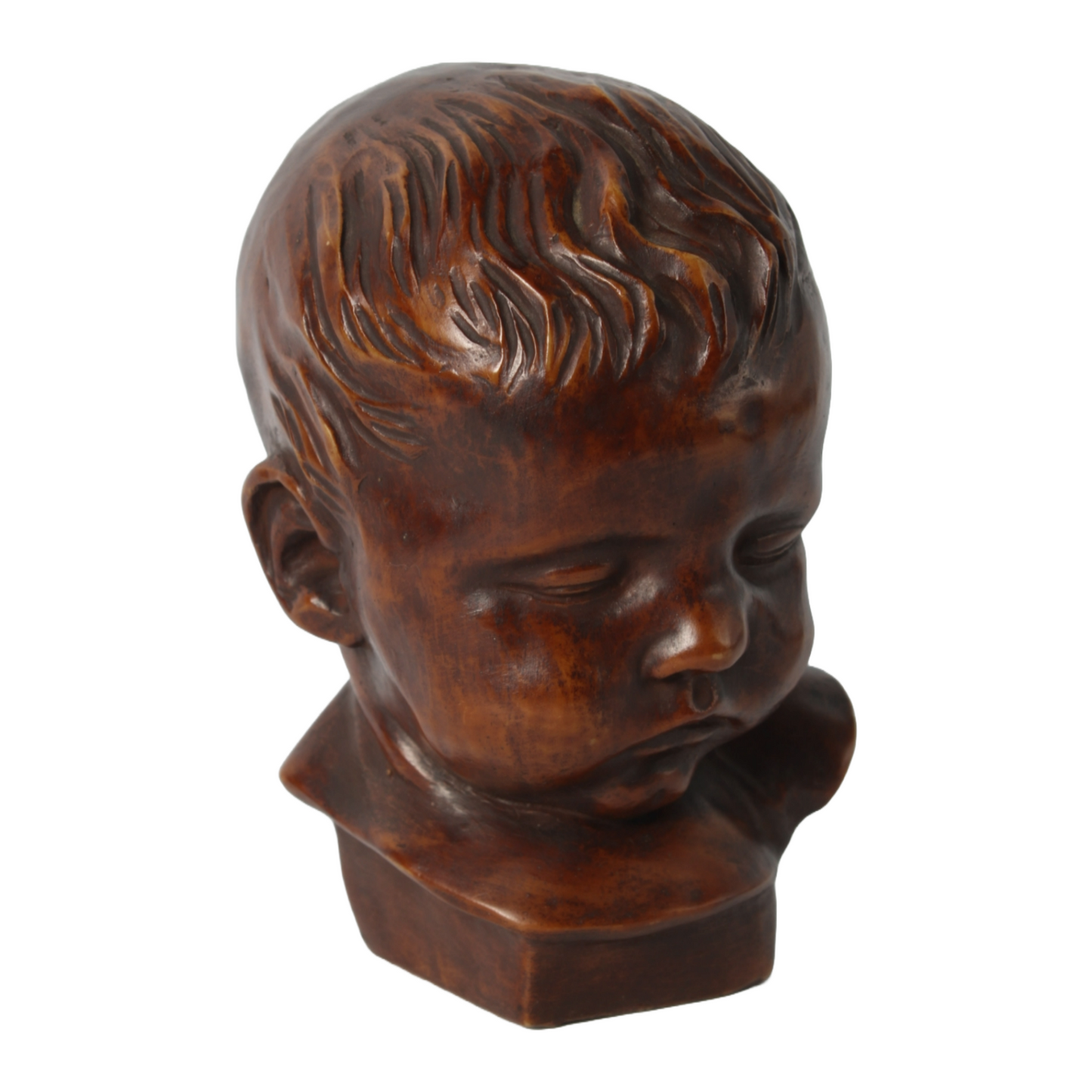 Antique Sleeping Baby Bust Sculpture - Mid-Century Art Decor, Serene and Detaile